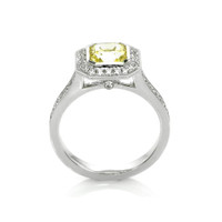 1.56 Ct. Yellow Sapphire and Natural Diamond Pave Ring, Platinum 950 Image