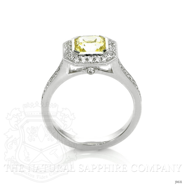 1.56 Ct. Yellow Sapphire and Natural Diamond Pave Ring, Platinum 950
