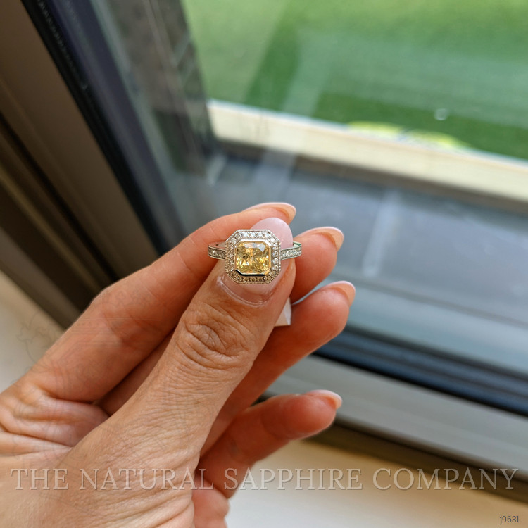 1.56 Ct. Yellow Sapphire and Natural Diamond Pave Ring, Platinum 950