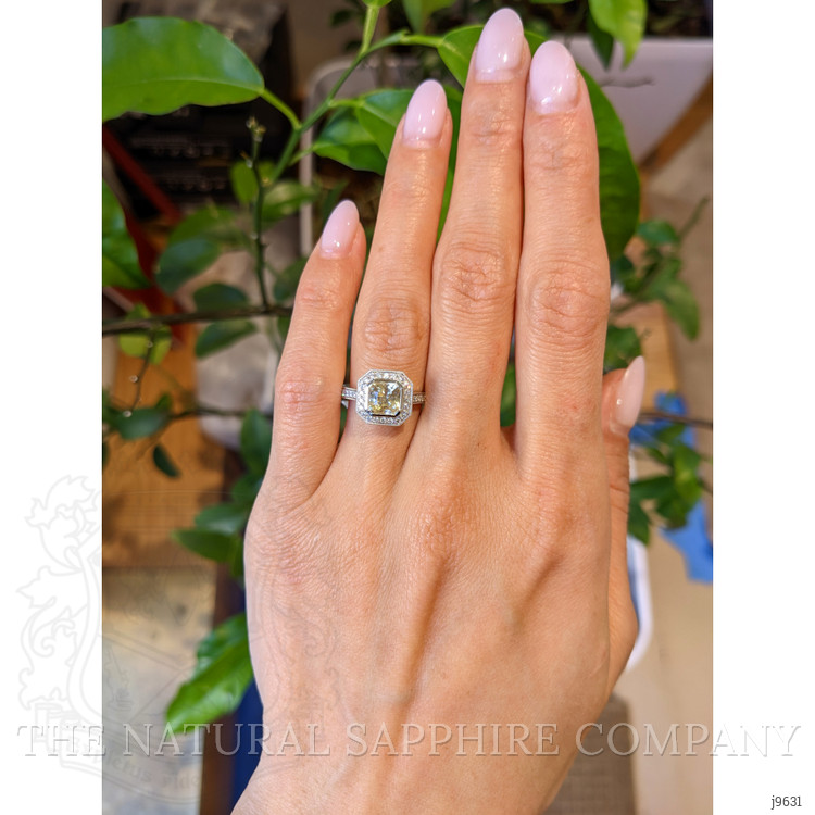 1.56 Ct. Yellow Sapphire and Natural Diamond Pave Ring, Platinum 950