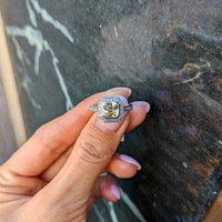 1.56 Ct. Yellow Sapphire and Natural Diamond Pave Ring, Platinum 950 Life Style