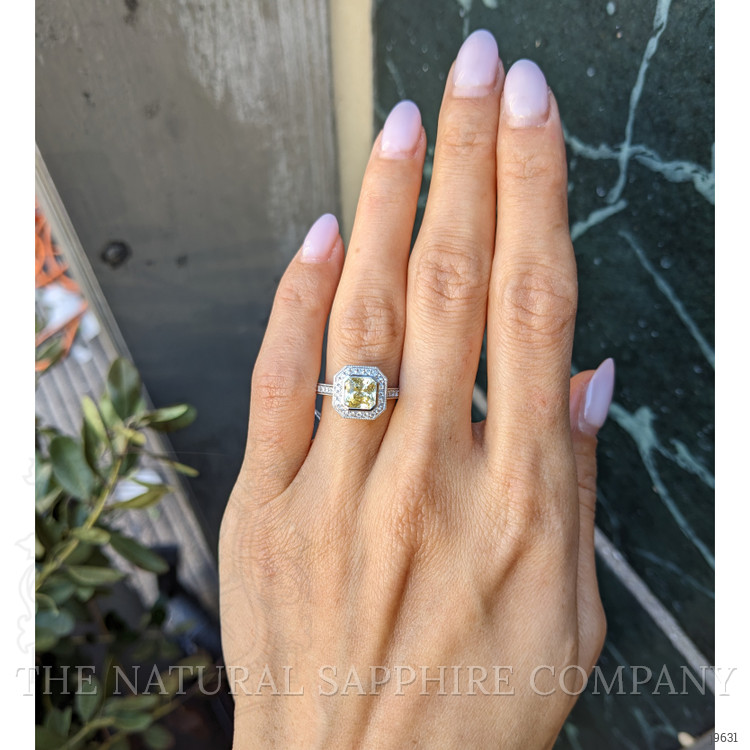 1.56 Ct. Yellow Sapphire and Natural Diamond Pave Ring, Platinum 950