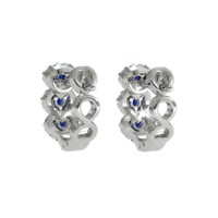 0.35 Ct.Tw. Blue Sapphire and Natural Diamond Pave Earrings, 18K White Gold Image