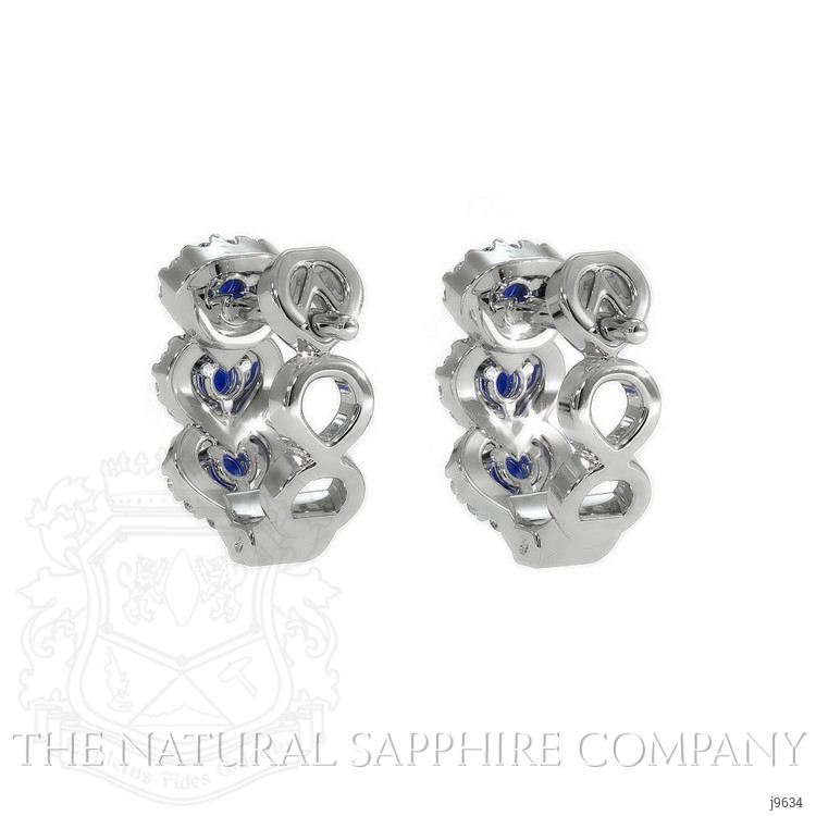 0.35 Ct.Tw. Blue Sapphire and Natural Diamond Pave Earrings, 18K White Gold