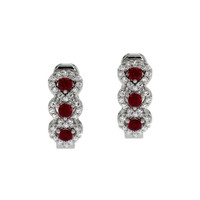 0.35 Ct.Tw. Ruby Natural Diamond Pave Earrings, 18K White Gold Video