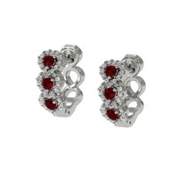 0.35 Ct.Tw. Ruby Natural Diamond Pave Earrings, 18K White Gold Image