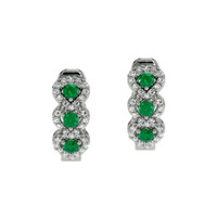 0.35 Ct.Tw. Emerald Natural Diamond Pave Earrings, 18K White Gold Video