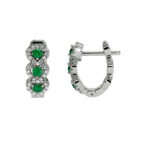 0.35 Ct.Tw. Emerald Natural Diamond Pave Earrings, 18K White Gold Image