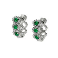 0.35 Ct.Tw. Emerald Natural Diamond Pave Earrings, 18K White Gold Image