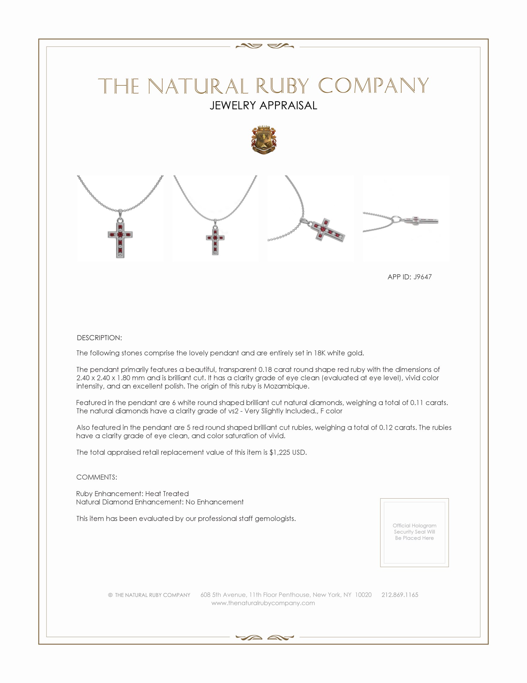 0.18 Ct. Ruby Ruby Religious Pendant, 18K White Gold