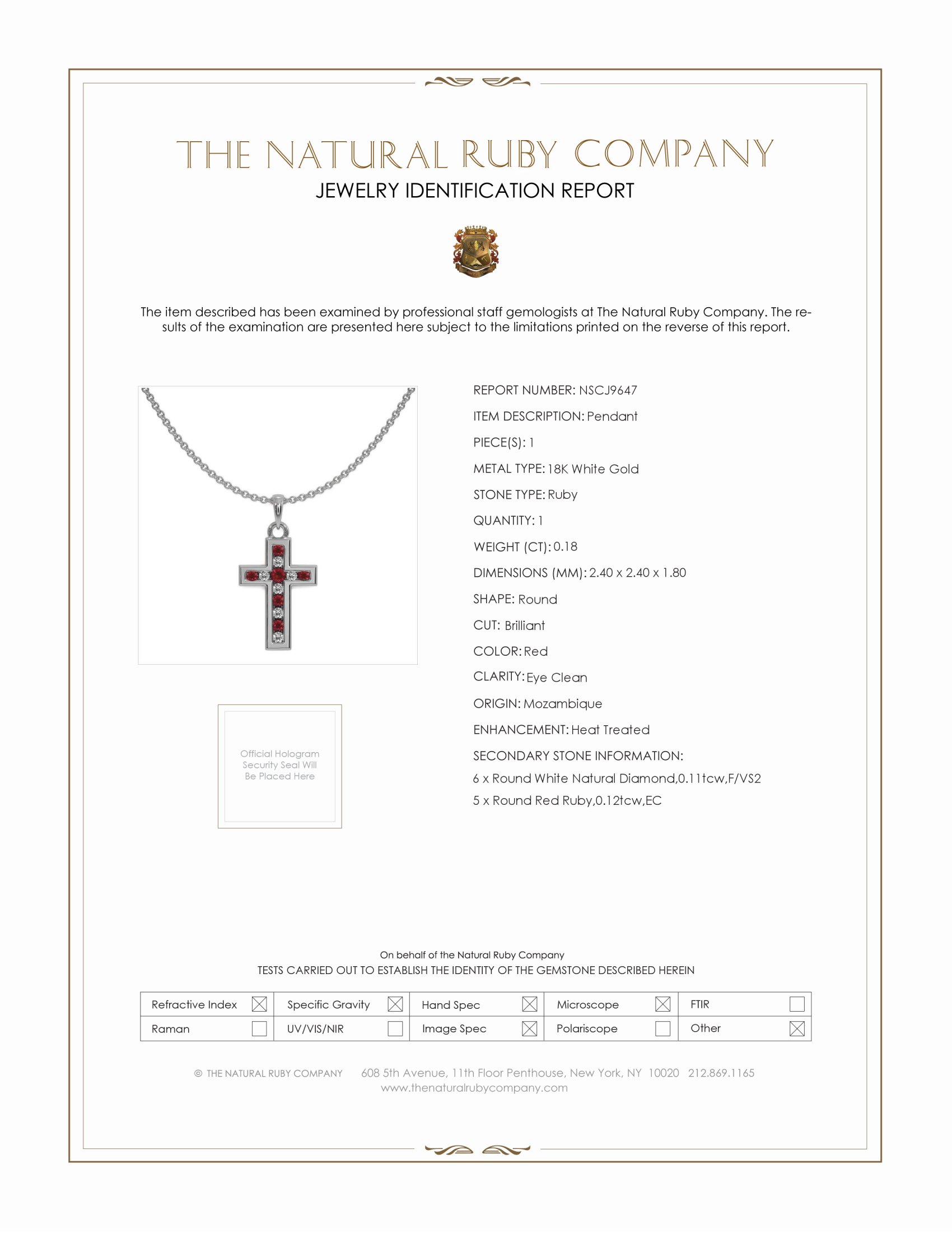 0.18 Ct. Ruby Ruby Religious Pendant, 18K White Gold