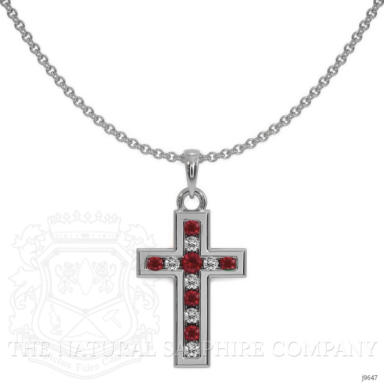 0.18 Ct. Ruby Ruby Religious Pendant, 18K White Gold