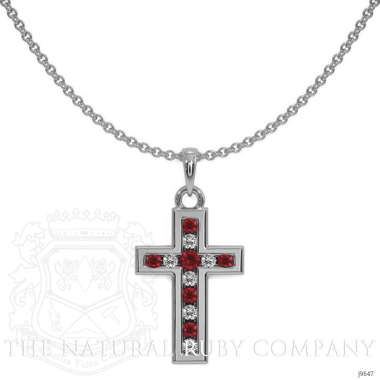 0.18 Ct. Ruby Ruby Religious Pendant, 18K White Gold