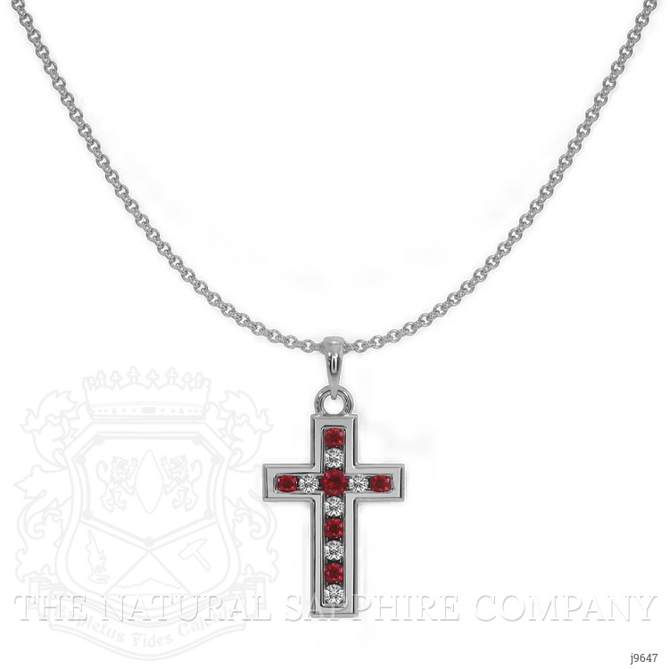 0.18 Ct. Ruby Ruby Religious Pendant, 18K White Gold
