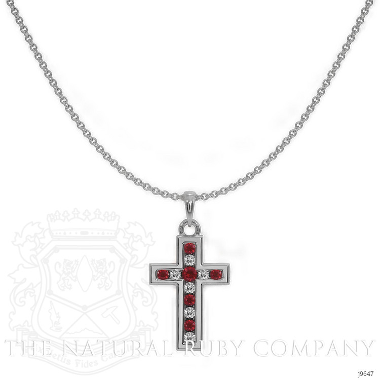 0.18 Ct. Ruby Ruby Religious Pendant, 18K White Gold