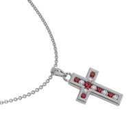 0.18 Ct. Ruby Ruby Religious Pendant, 18K White Gold Image