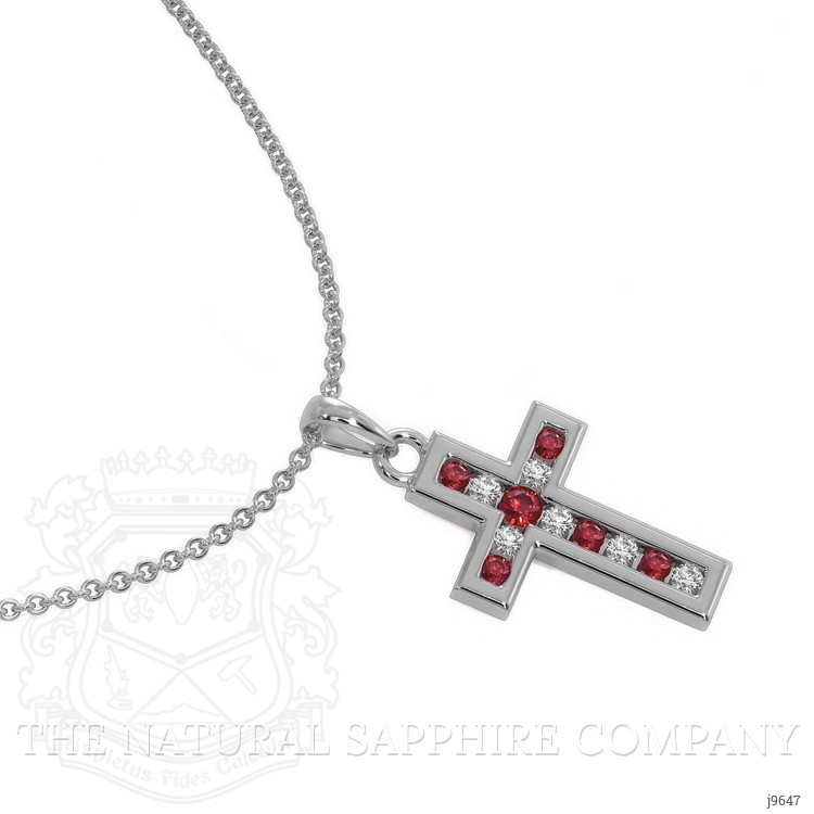 0.18 Ct. Ruby Ruby Religious Pendant, 18K White Gold