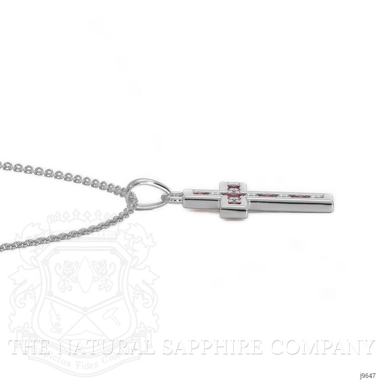 0.18 Ct. Ruby Ruby Religious Pendant, 18K White Gold