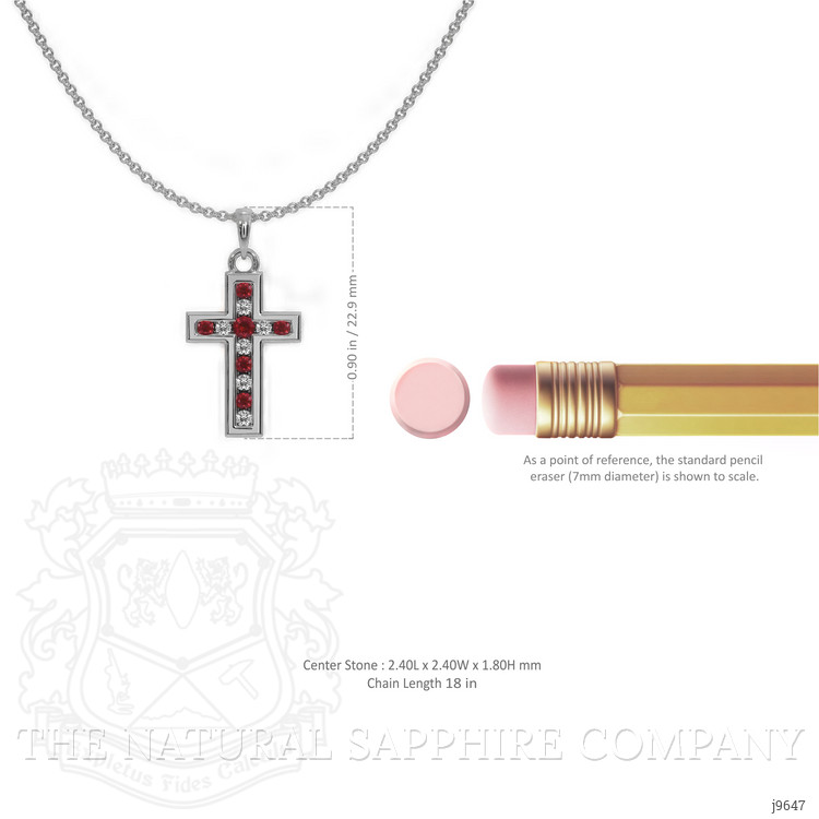 0.18 Ct. Ruby Ruby Religious Pendant, 18K White Gold