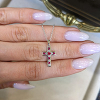 0.18 Ct. Ruby Ruby Religious Pendant, 18K White Gold Life Style