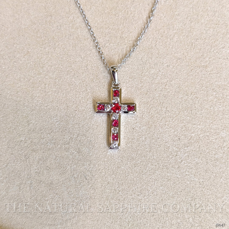 0.18 Ct. Ruby Ruby Religious Pendant, 18K White Gold