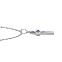 0.18 Ct. Blue Sapphire and Natural Diamond Religious Pendant, 14K White Gold Image