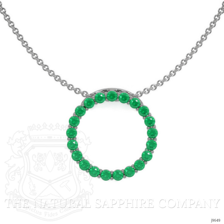 1.98 Ct. Emerald Pave Pendant, 18K White Gold
