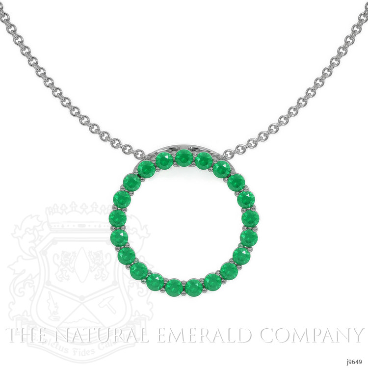1.98 Ct. Emerald Pave Pendant, 18K White Gold