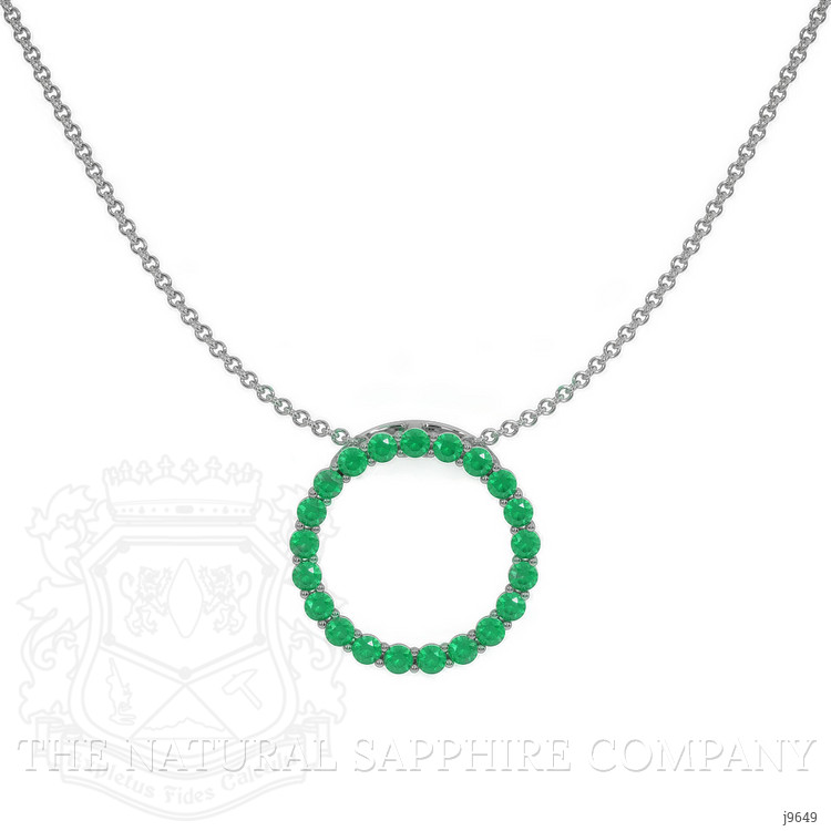 1.98 Ct. Emerald Pave Pendant, 18K White Gold