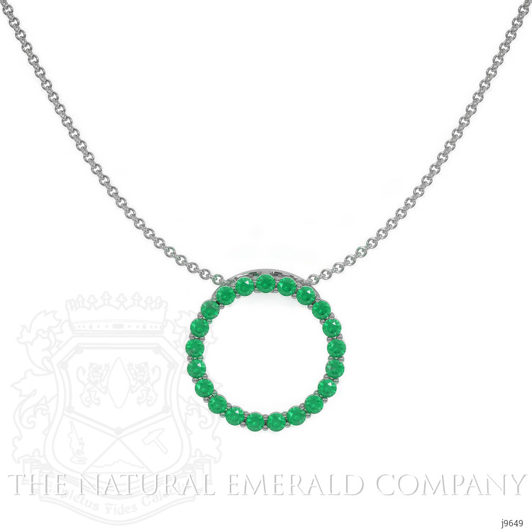1.98 Ct. Emerald Pave Pendant, 18K White Gold