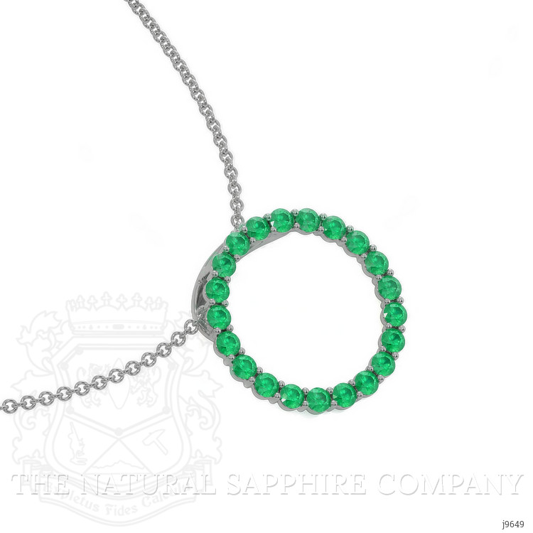 1.98 Ct. Emerald Pave Pendant, 18K White Gold