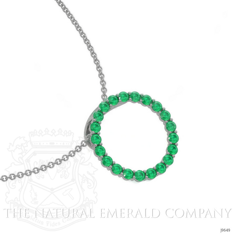 1.98 Ct. Emerald Pave Pendant, 18K White Gold