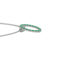 1.98 Ct. Emerald Pave Pendant, 18K White Gold Image
