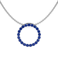 2.10 Ct. Blue Sapphire Pave Pendant, 18K White Gold Video