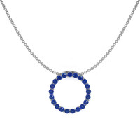 2.10 Ct. Blue Sapphire Pave Pendant, 18K White Gold Image
