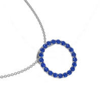 2.10 Ct. Blue Sapphire Pave Pendant, 18K White Gold Image