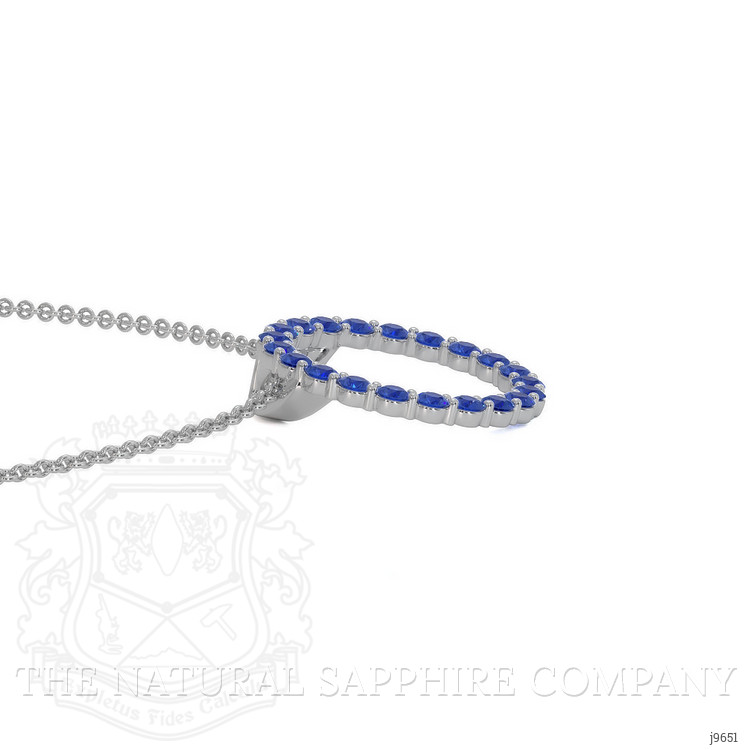 2.10 Ct. Blue Sapphire Pave Pendant, 18K White Gold