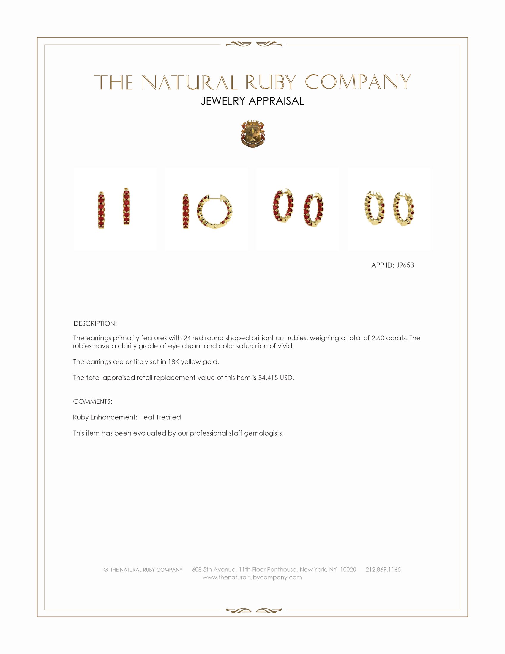 2.60 Ct.Tw. Ruby Antique Style Earrings, 18K Yellow Gold