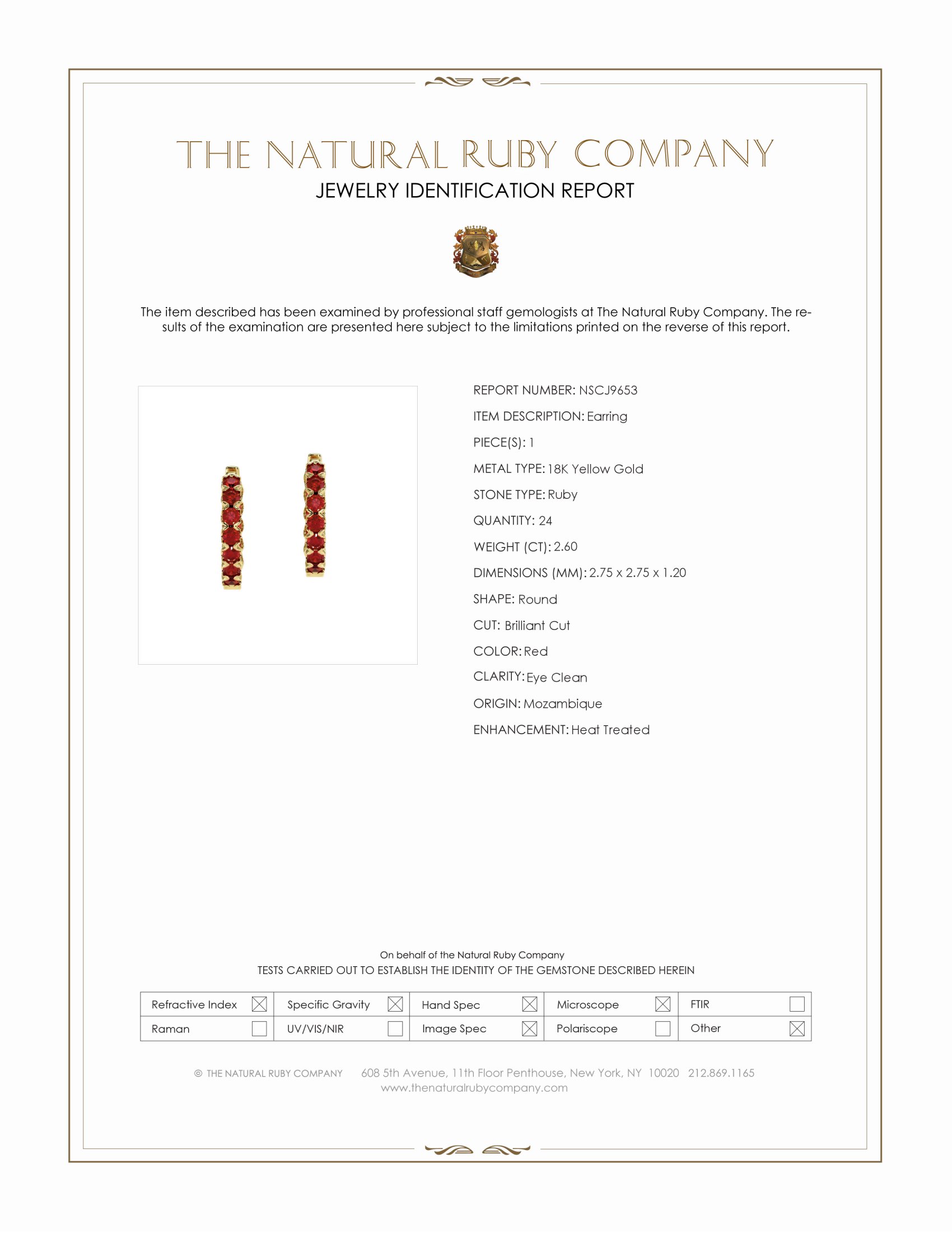 2.60 Ct.Tw. Ruby Pave Earrings, 18K Yellow Gold