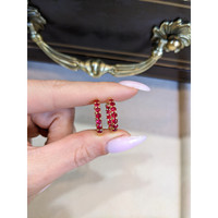 2.60 Ct.Tw. Ruby Antique Style Earrings, 18K Yellow Gold Life Style