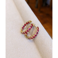 2.60 Ct.Tw. Ruby Antique Style Earrings, 18K Yellow Gold Life Style
