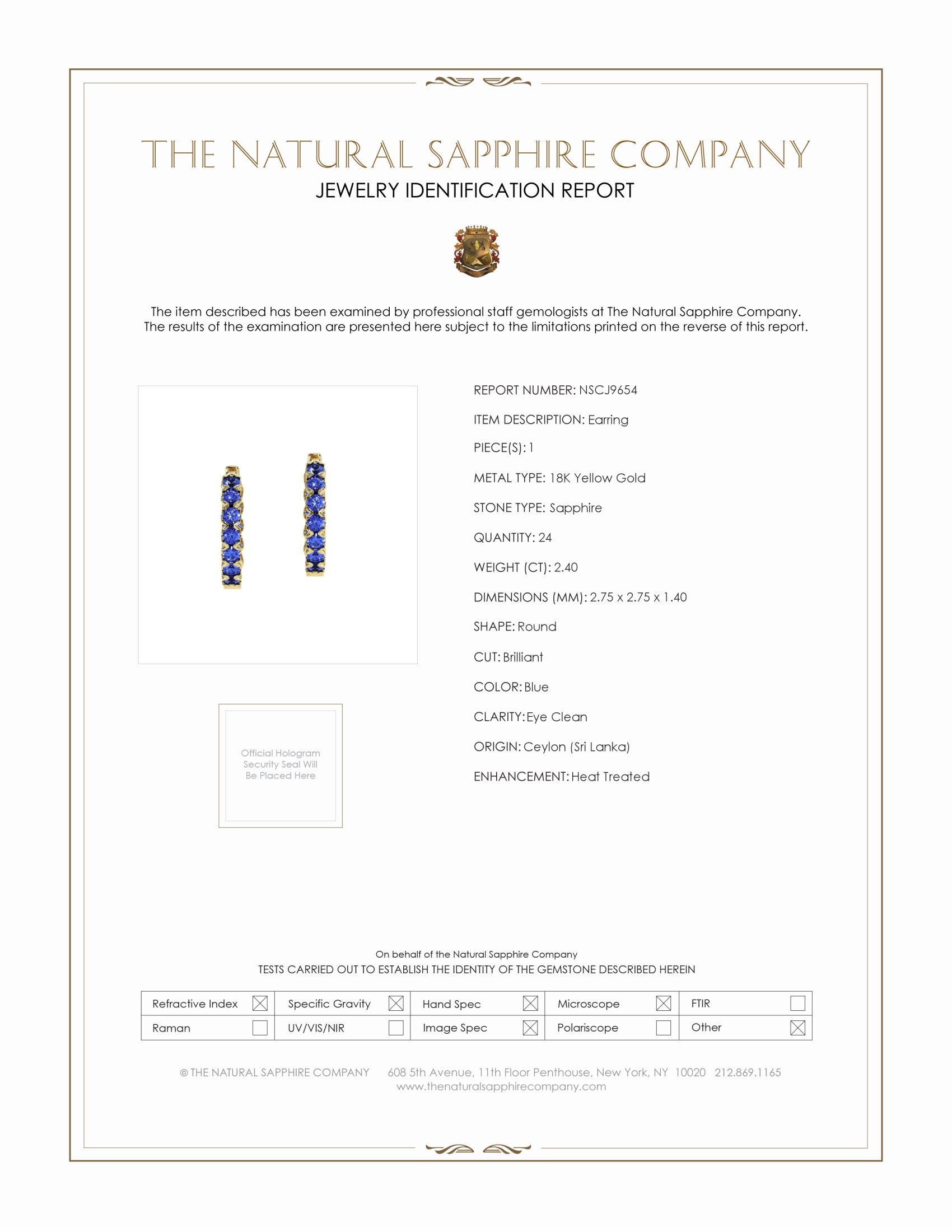 2.40 Ct.Tw. Blue Sapphire Accent Stones Earrings, 18K Yellow Gold