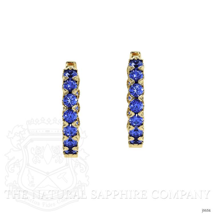 2.40 Ct.Tw. Blue Sapphire Accent Stones Earrings, 18K Yellow Gold
