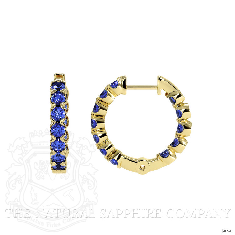 2.40 Ct.Tw. Blue Sapphire Accent Stones Earrings, 18K Yellow Gold