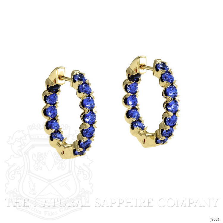 2.40 Ct.Tw. Blue Sapphire Accent Stones Earrings, 18K Yellow Gold