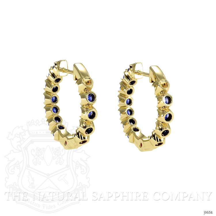 2.40 Ct.Tw. Blue Sapphire Accent Stones Earrings, 18K Yellow Gold