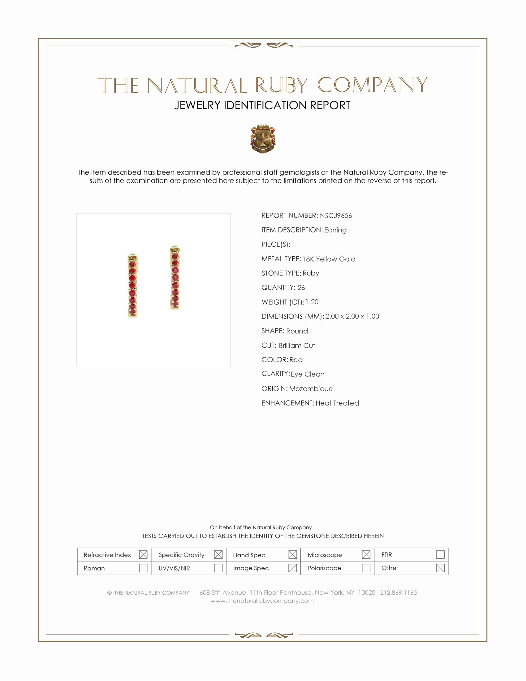 1.20 Ct.Tw. Ruby Pave Earrings, 18K Yellow Gold