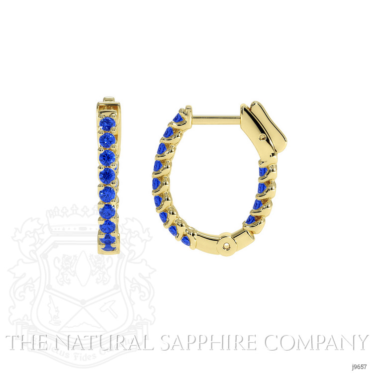 1.20 Ct.Tw. Blue Sapphire Antique Style Earrings, 18K Yellow Gold