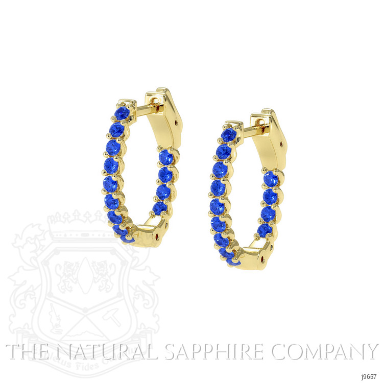 1.20 Ct.Tw. Blue Sapphire Antique Style Earrings, 18K Yellow Gold