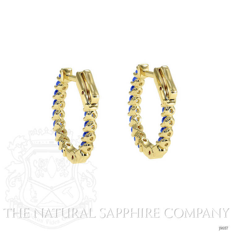 1.20 Ct.Tw. Blue Sapphire Antique Style Earrings, 18K Yellow Gold